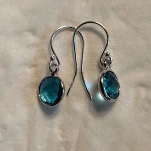 ARTISAN March Birthstone Crystal Pendant Charm Sterling Silver Earrings